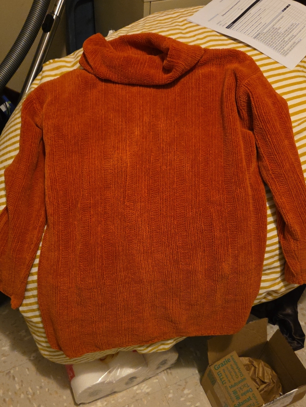 H&M Burnt Orange Ribbed Cowl Neck Sweater